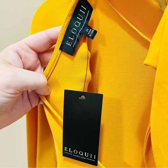 Eloquii Mustard Yellow Long Sleeve A-Line Dress Size 24 NWT NEW! - Picture 6 of 10